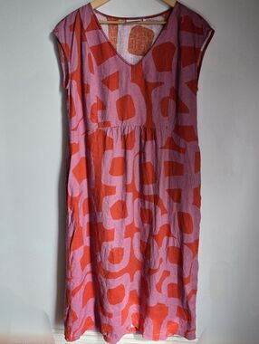 FOIL Pink & Orange Graphic Linen Dress